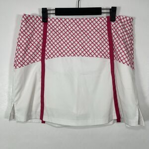 Lady Hagen Golf Skort Womens Size 12 Red Plaid Colorblock 34” Waist Pockets